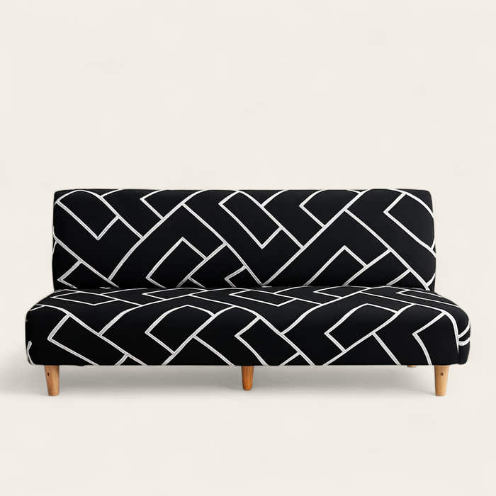 Sofa Bed Cover – Herringbone Zigzag – Ink Black