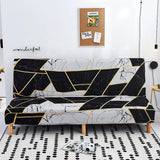 Sofa Bed Cover – Marble Gold Print – Ink Black