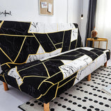 Sofa Bed Cover – Marble Gold Print – Ink Black