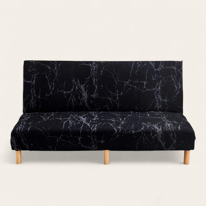 Sofa Bed Cover – Marble Veined Print – Ink Black