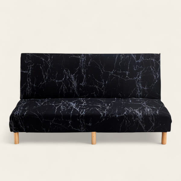 Sofa Bed Cover – Marble Veined Print – Ink Black