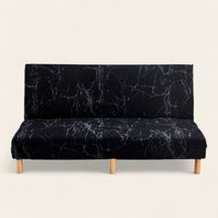 Sofa Bed Cover – Marble Veined Print – Ink Black