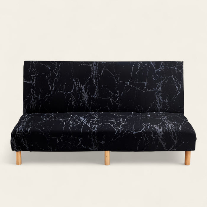 Sofa Bed Cover – Marble Veined Print – Ink Black