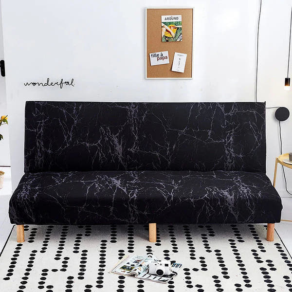 Sofa Bed Cover – Marble Veined Print – Ink Black