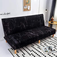 Sofa Bed Cover – Marble Veined Print – Ink Black