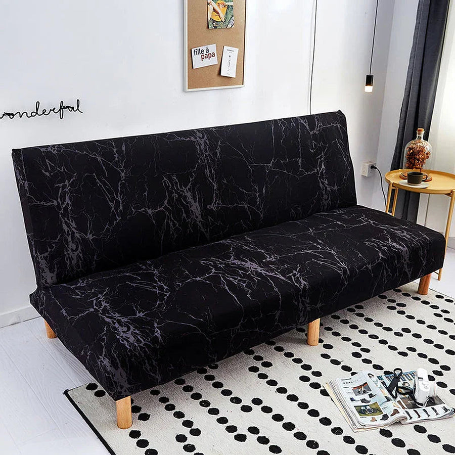 Sofa Bed Cover – Marble Veined Print – Ink Black
