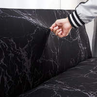 Sofa Bed Cover – Marble Veined Print – Ink Black
