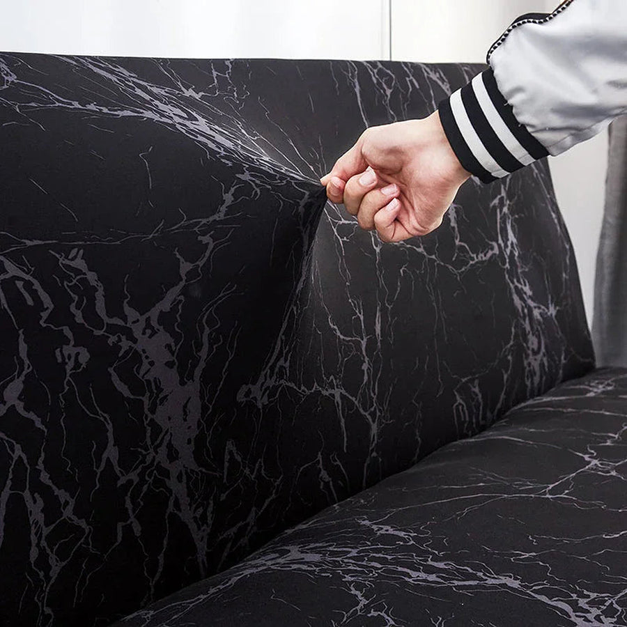 Sofa Bed Cover – Marble Veined Print – Ink Black