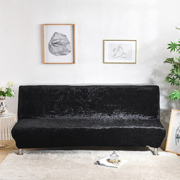 Sofa Bed Cover – Velvet Plush – Ink Black
