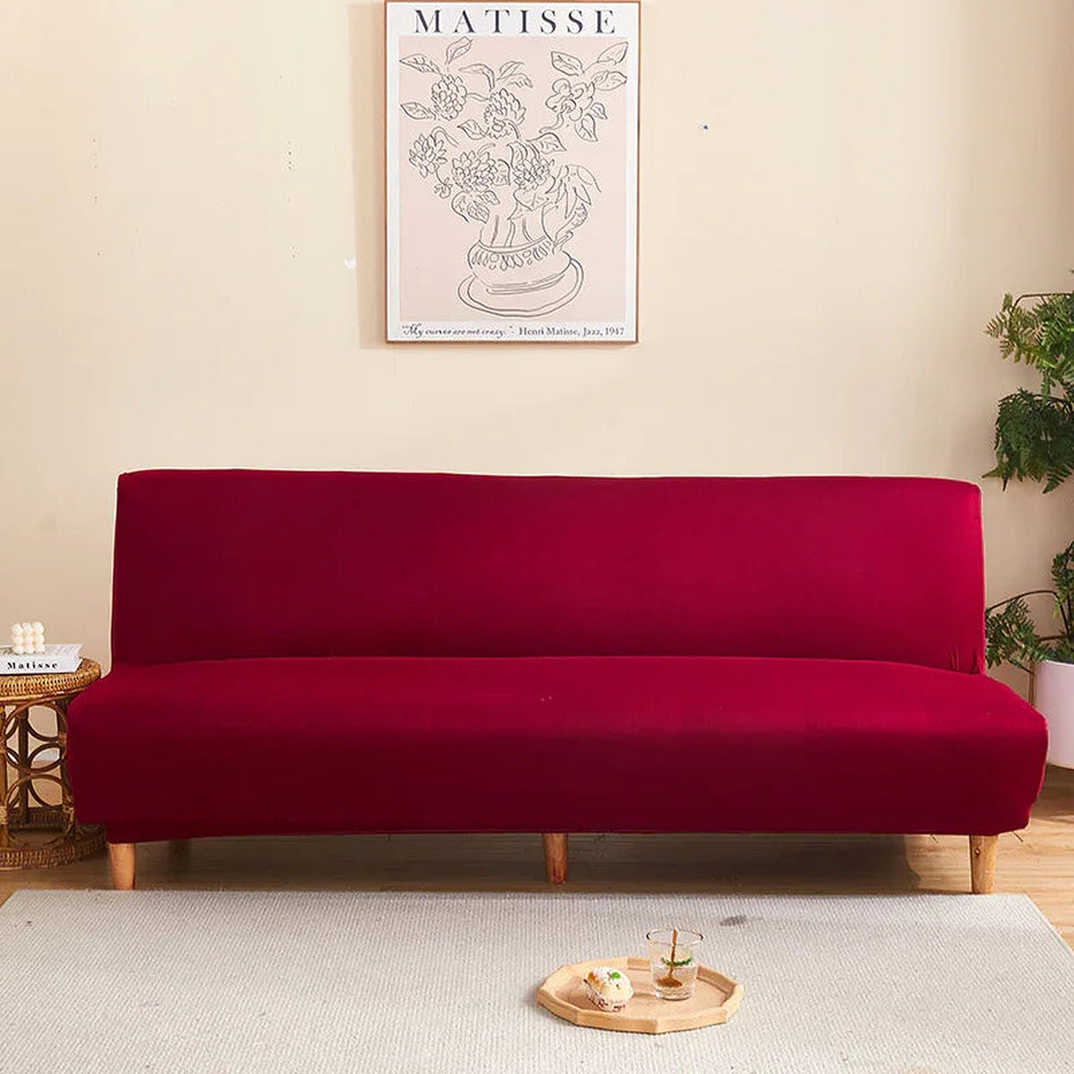 Sofa Bed Cover – Plain Stretch – Bordeaux