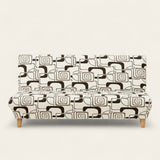 Sofa Bed Cover – Retro Mod Print – Bouclé Sand