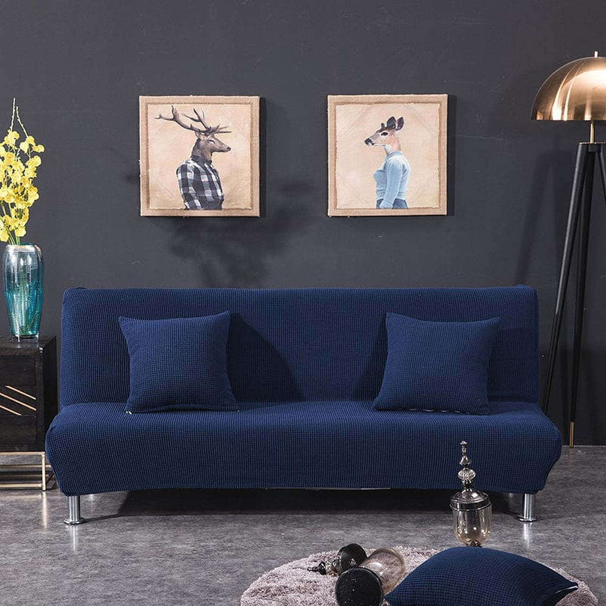 Sofa Bed Cover – Velvet Plush – Midnight Navy