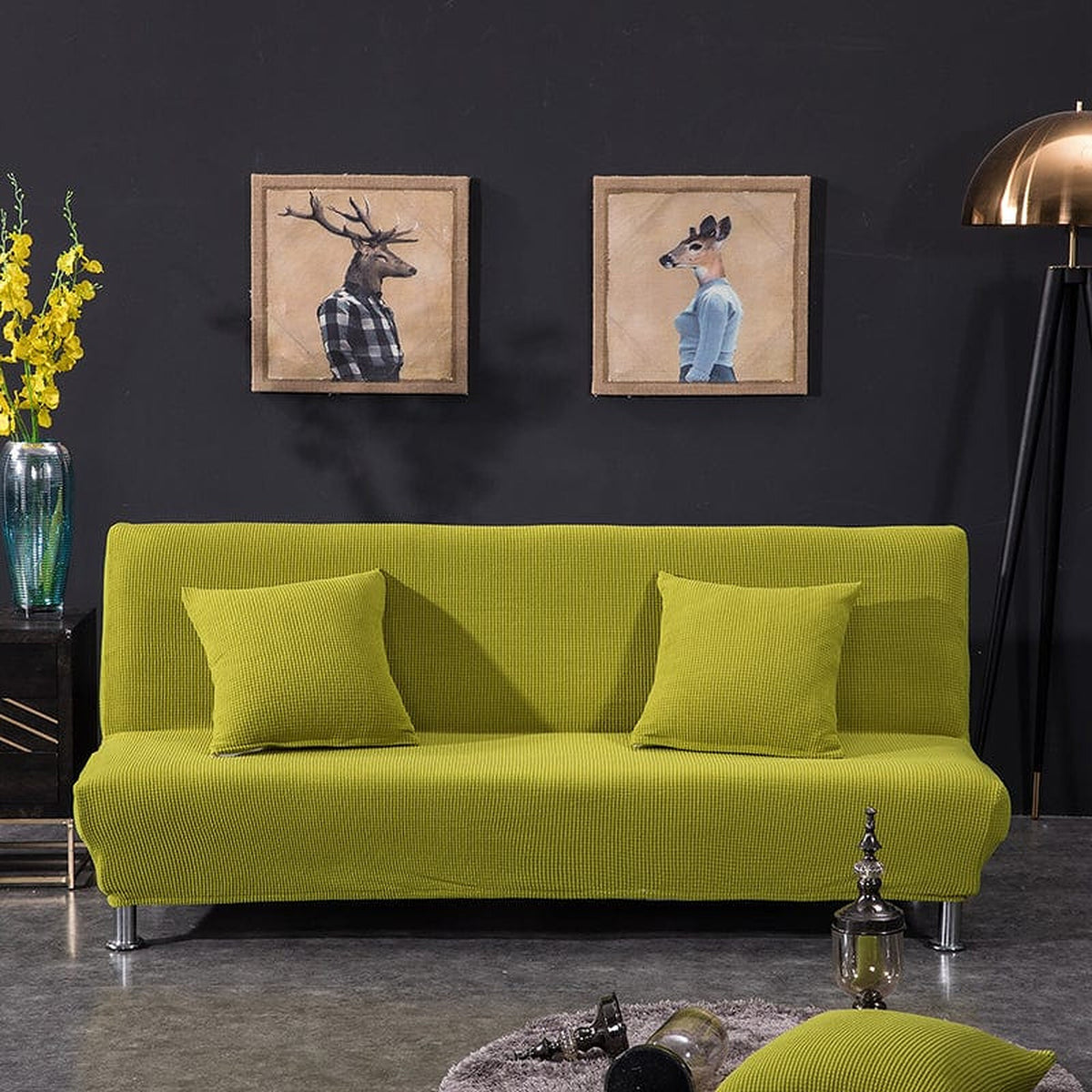 Sofa Bed Cover – Velvet Plush – Lime Mist