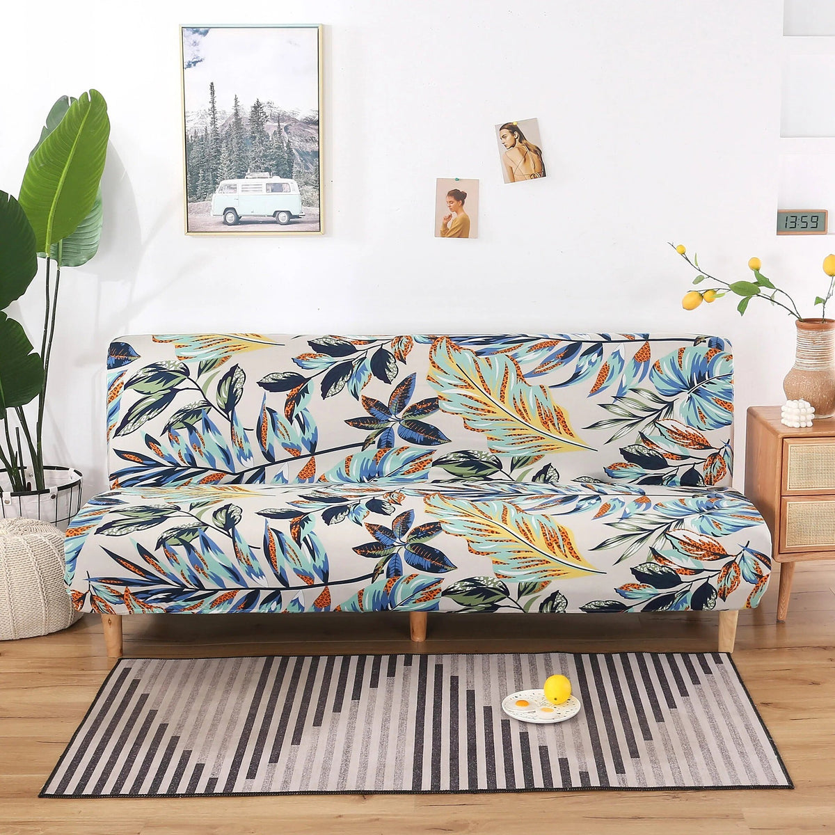 Sofa Bed Cover – Tropical Botanical – Sage Mist