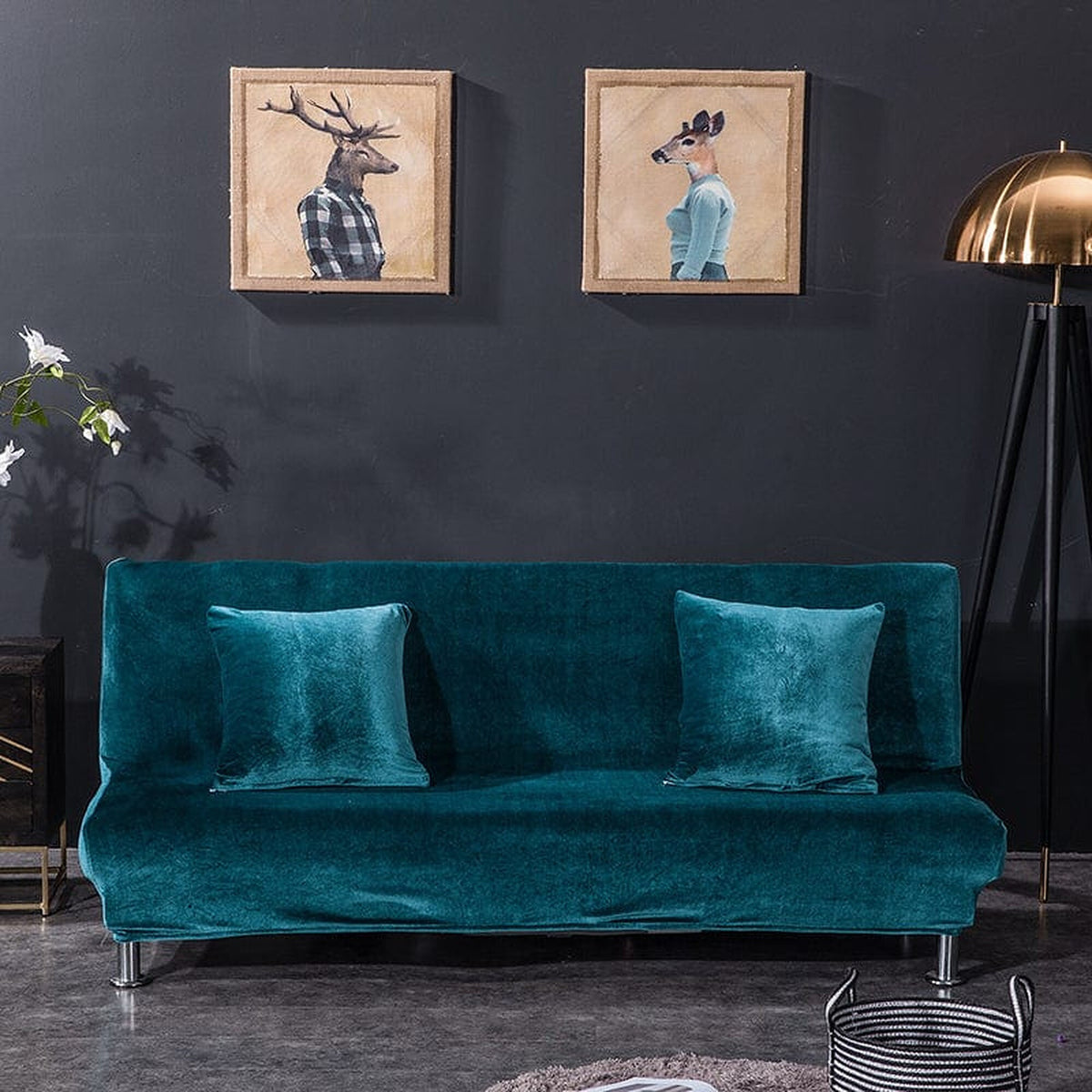 Sofa Bed Cover – Velvet Crushed – Teal