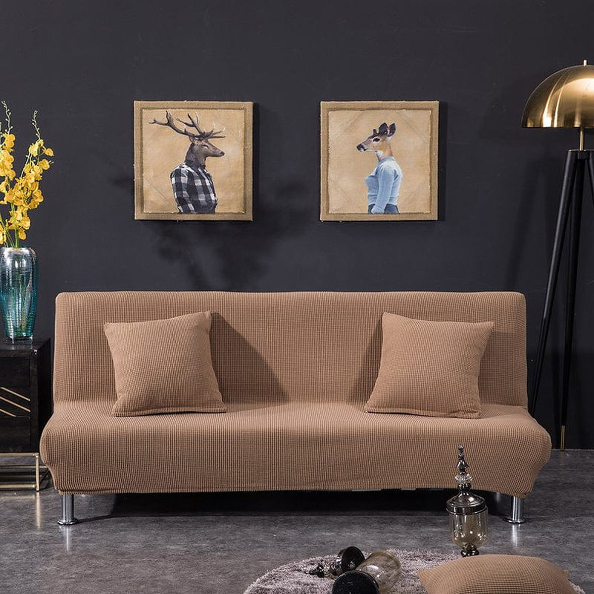 Sofa Bed Cover – Velvet Plush – Bouclé Sand