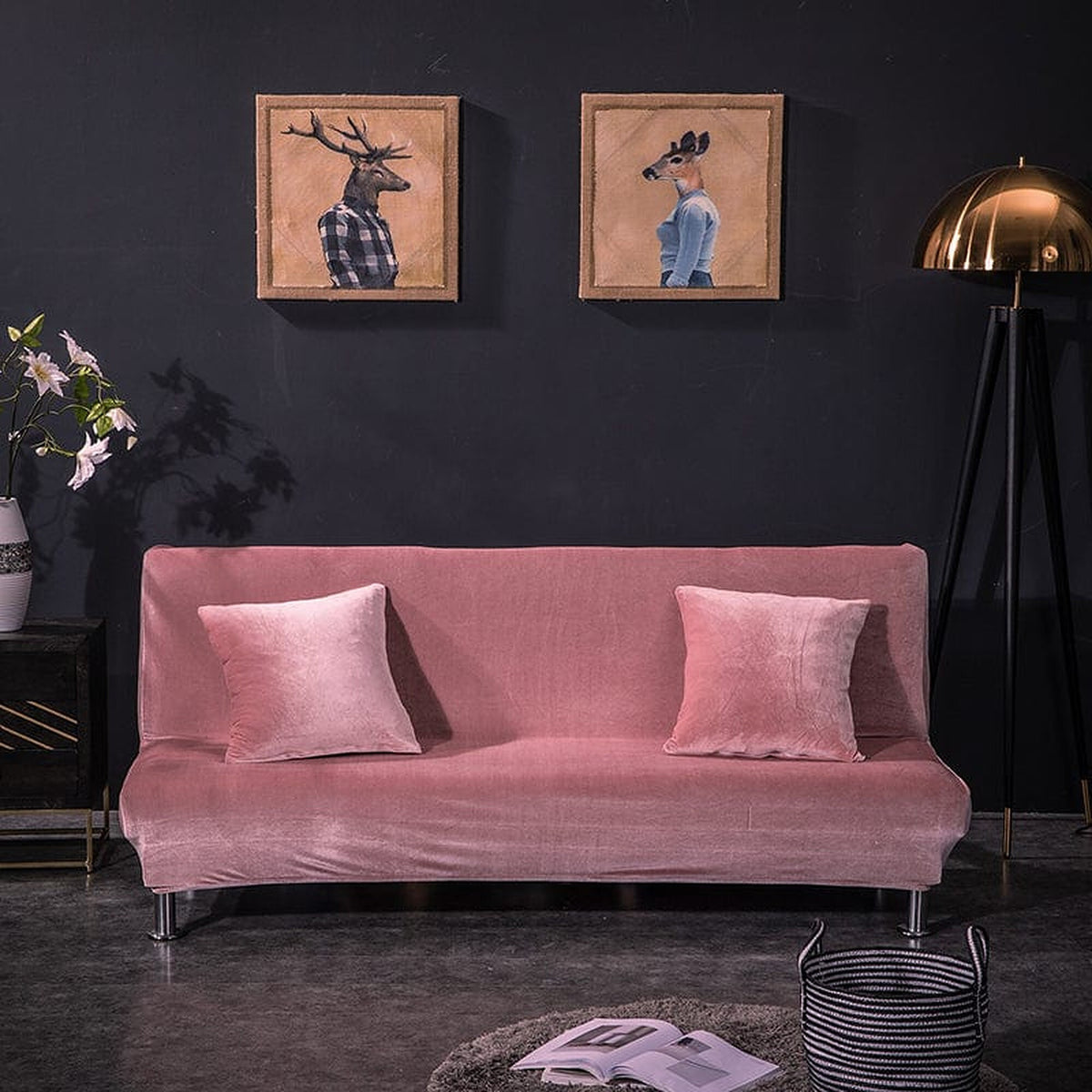 Sofa Bed Cover – Velvet Plush – Soft Blush