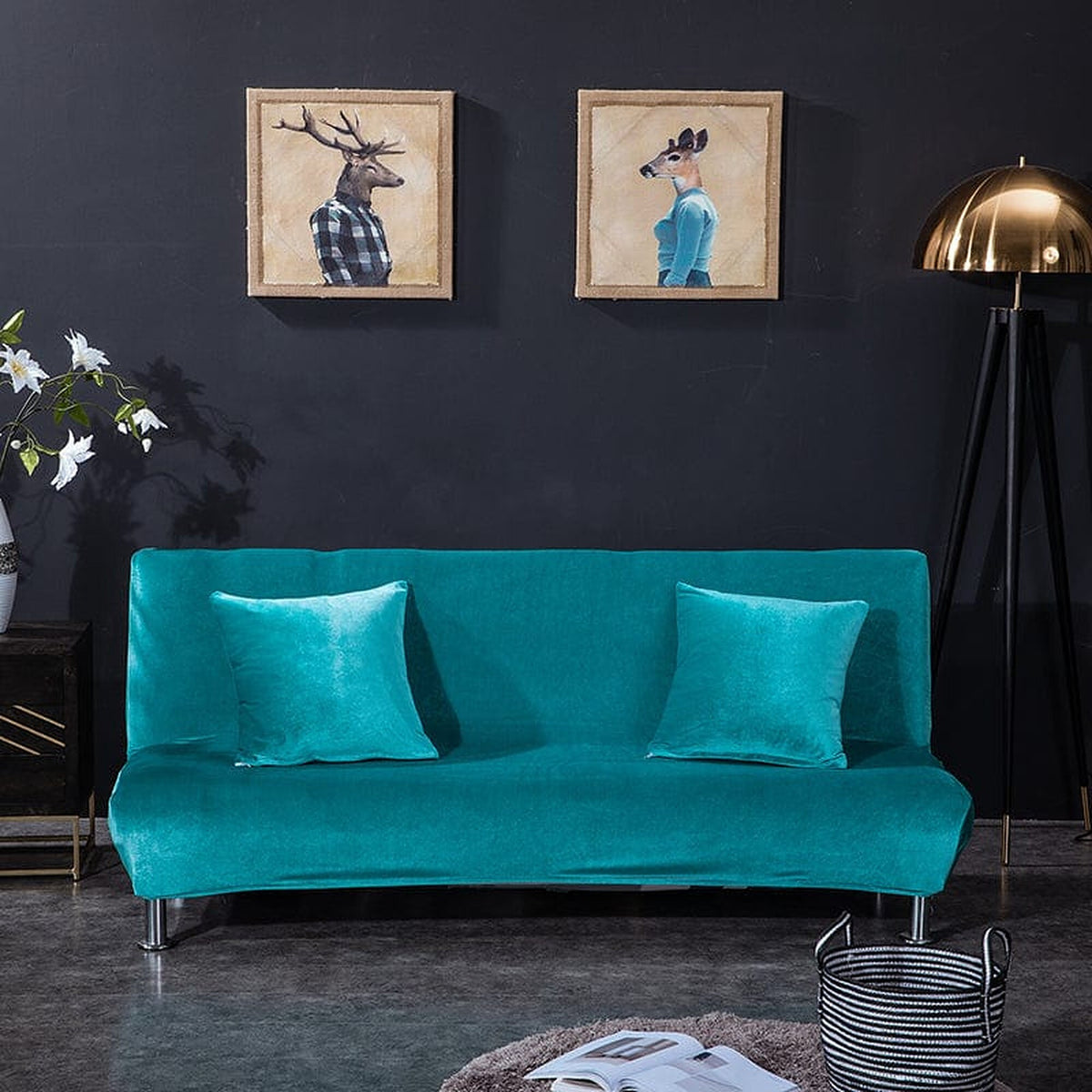 Sofa Bed Cover – Velvet Plush Bright – Teal