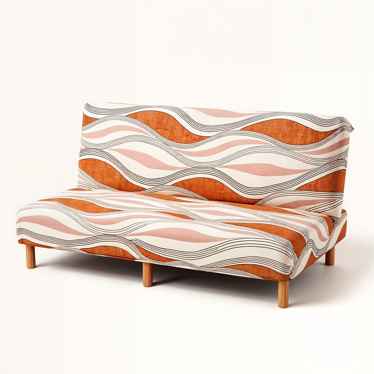 Sofa Bed Cover – Wave Stripe – Coral