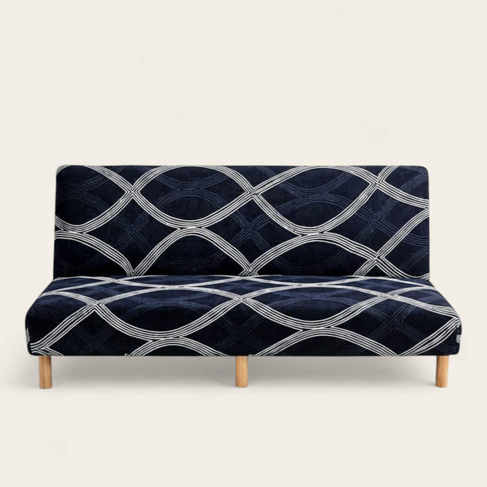 Sofa Bed Cover – Wavy Chevron – Midnight Navy