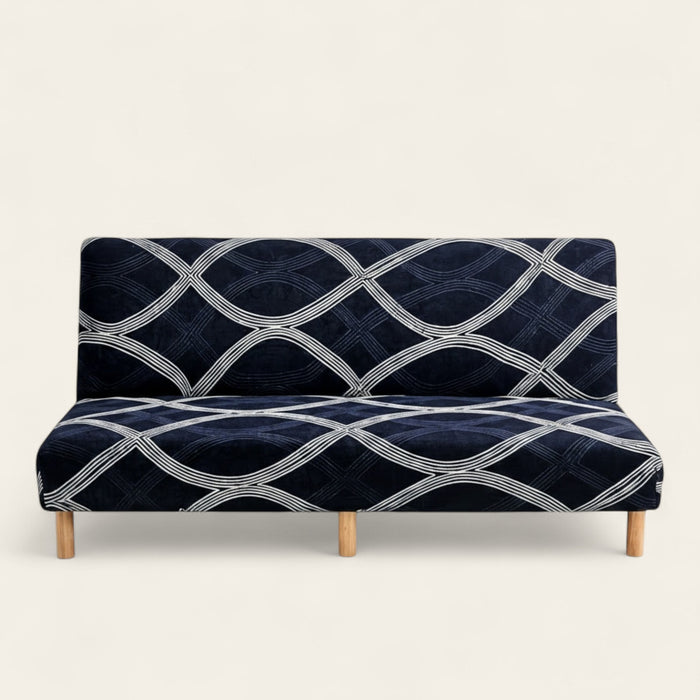 Sofa Bed Cover – Wavy Chevron – Midnight Navy