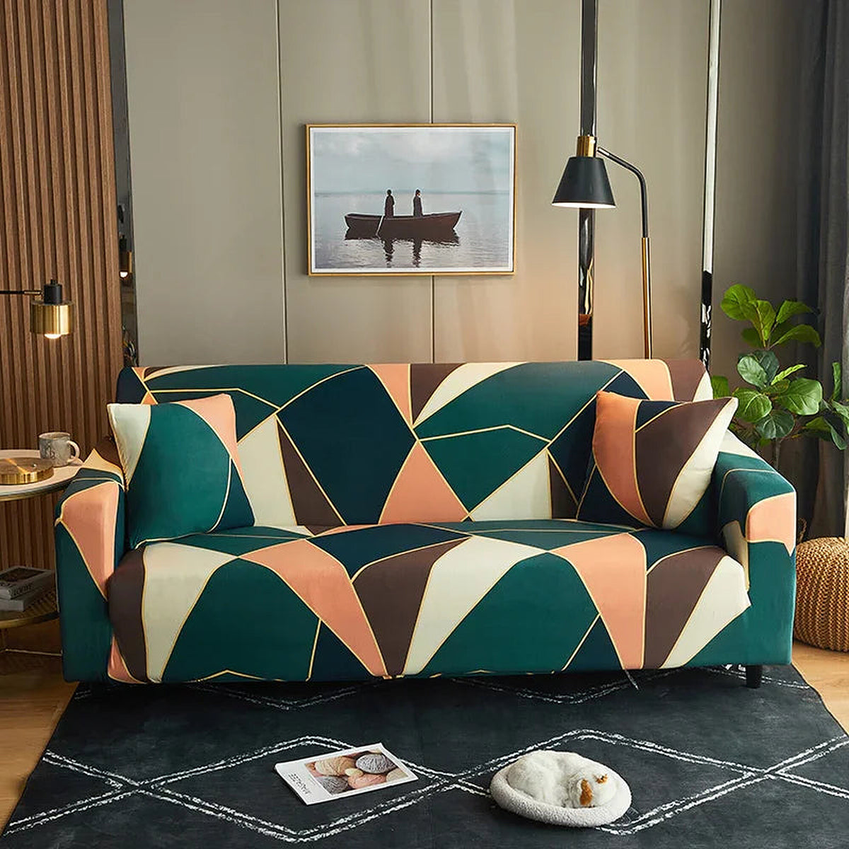 Sofa Cover – Abstract Geometric – Forest