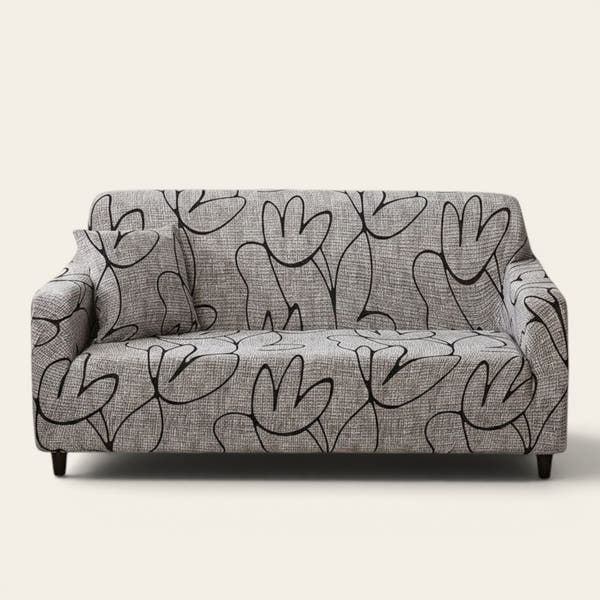 Sofa Cover – Abstract Lines – Pearl Grey