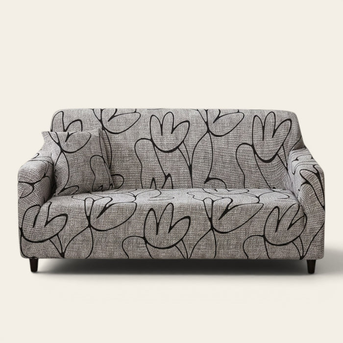 Sofa Cover – Abstract Lines – Pearl Grey