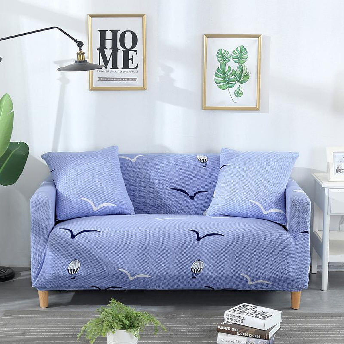 Sofa Cover – Bird Print – Lavender Mist