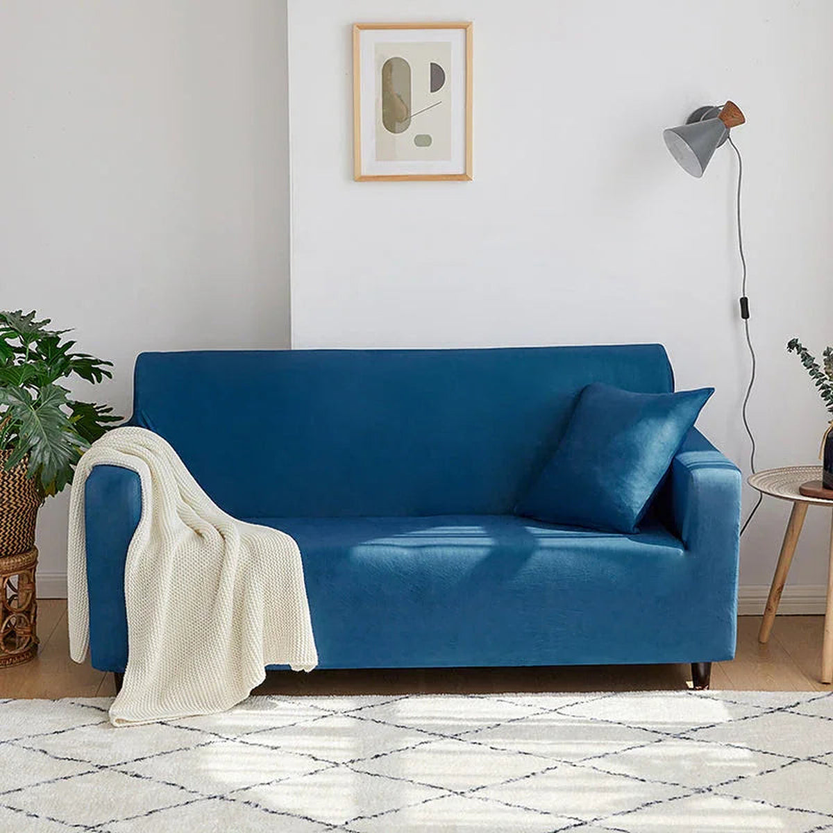Sofa Cover – Plain Stretch – Stormy Blue