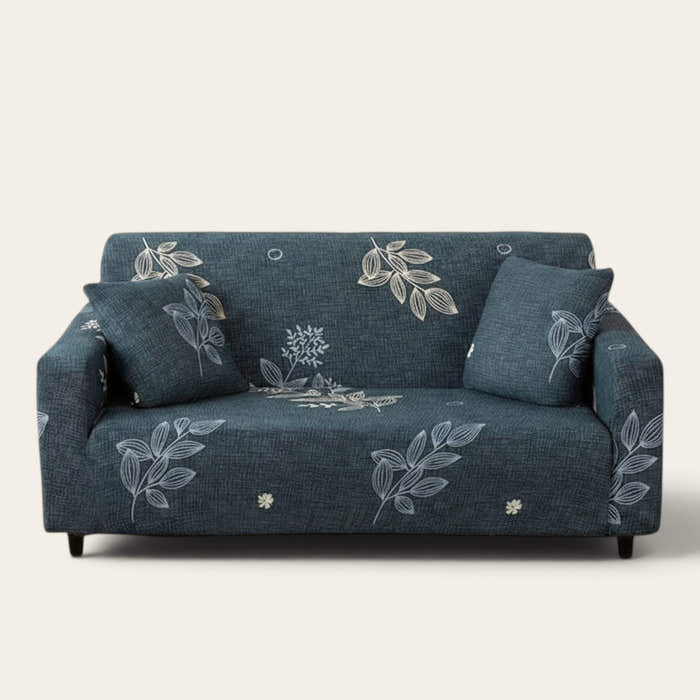Sofa Cover – Botanical Leaves – Midnight Navy