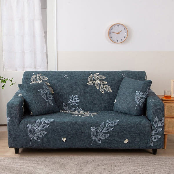 Sofa Cover – Botanical Leaves – Midnight Navy