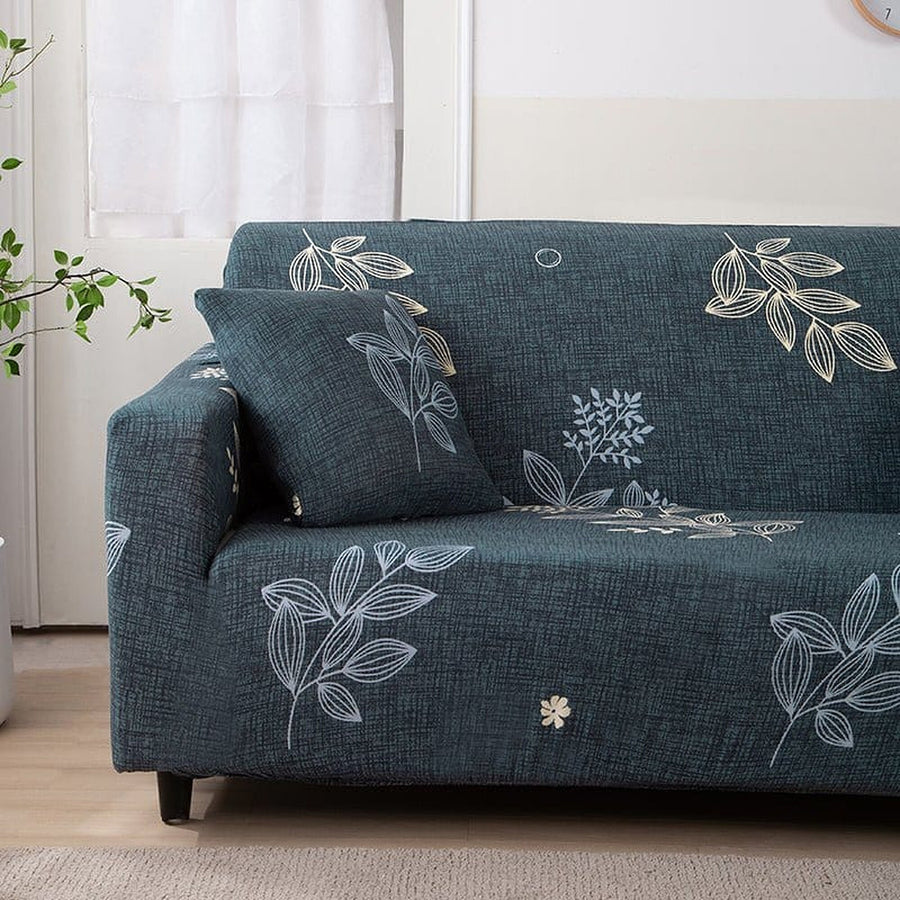 Sofa Cover – Botanical Leaves – Midnight Navy