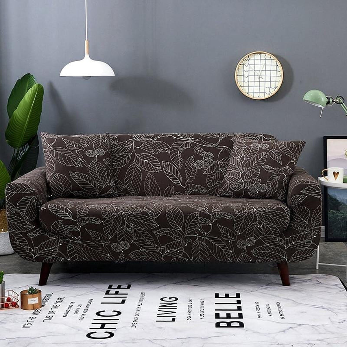 Sofa Cover – Botanical Sketch – Espresso