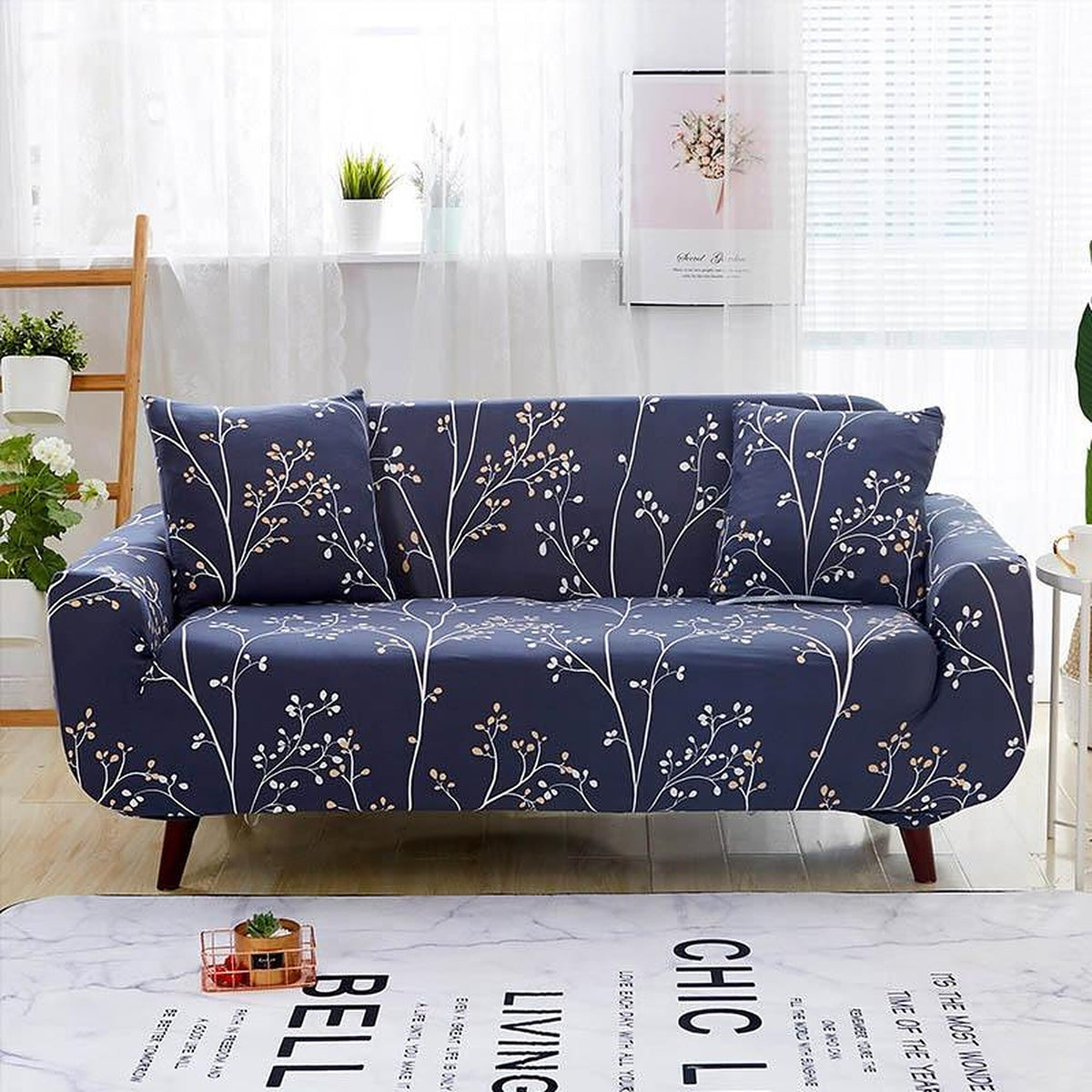 Sofa Cover – Botanical Sketch – Midnight Navy