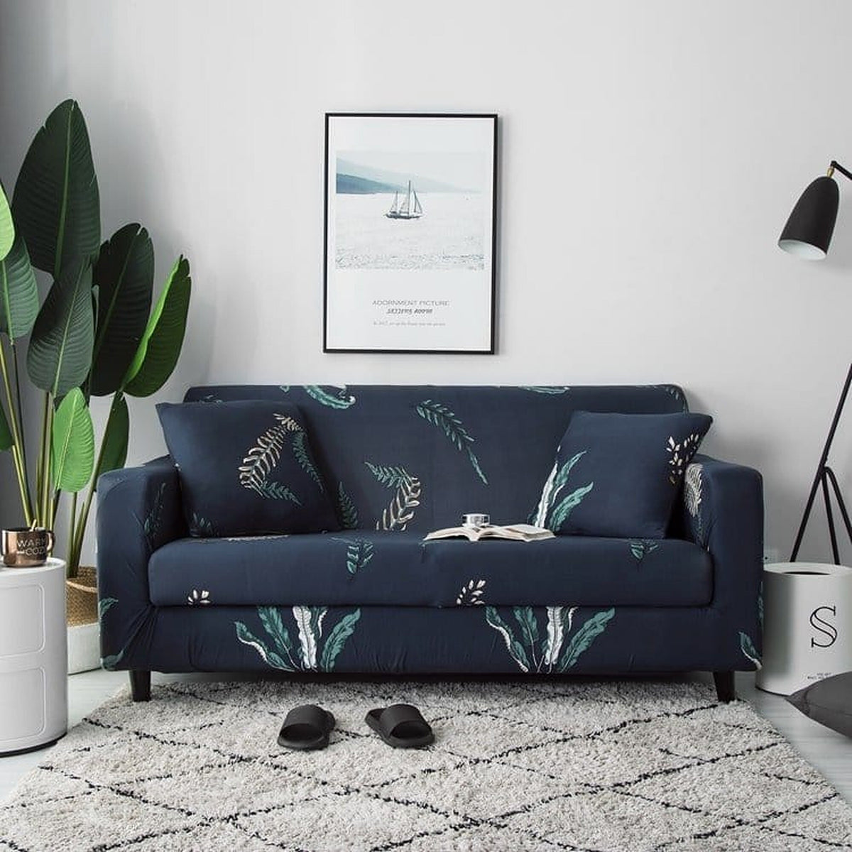 Sofa Cover – Botanical Spray – Midnight Navy