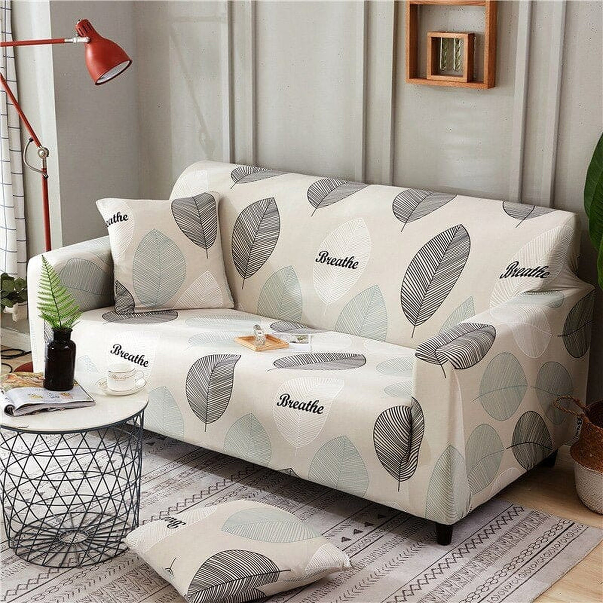 Sofa Cover – Breathe Leaves – Ivory Cream