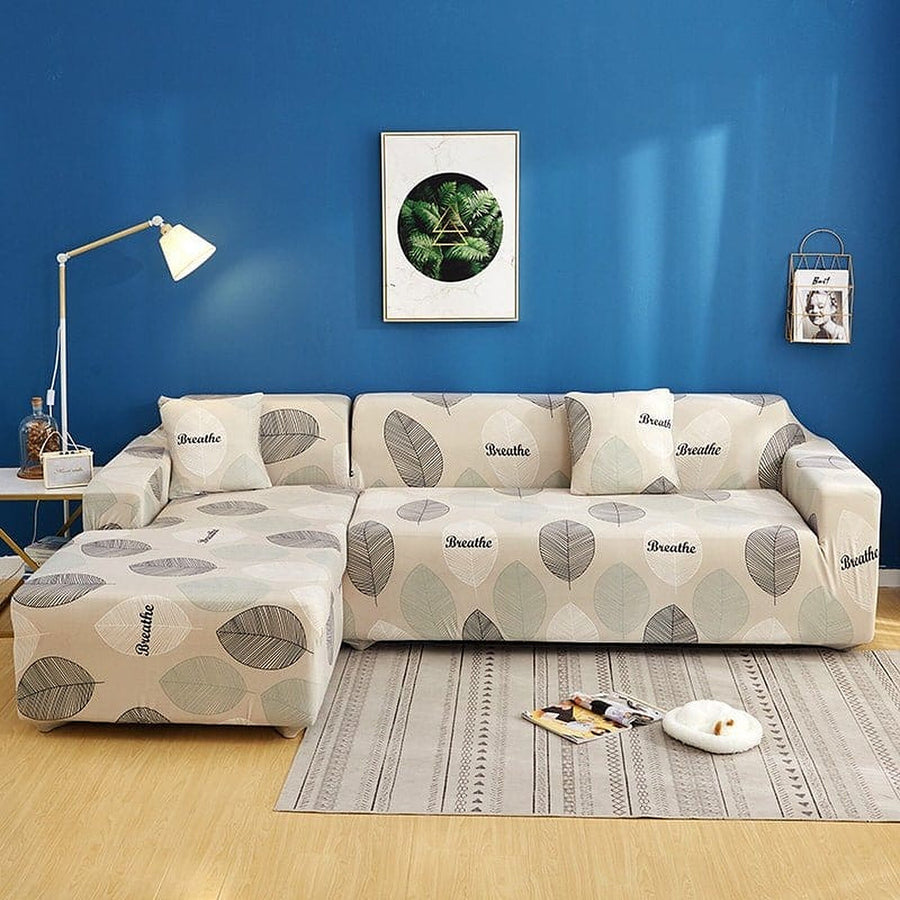 Sofa Cover – Breathe Leaves – Ivory Cream