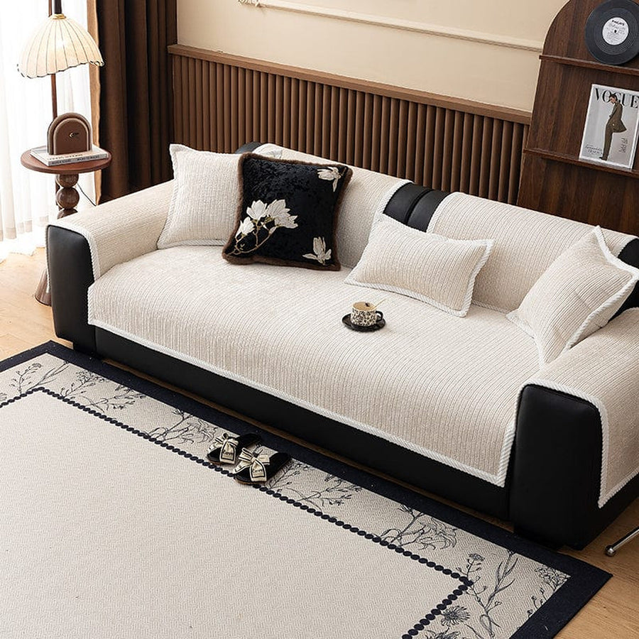 Non-Slip Sofa Cover – Chenille – Bouclé Sand