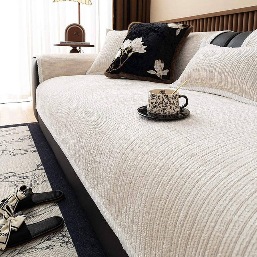 Non-Slip Sofa Cover – Chenille – Bouclé Sand