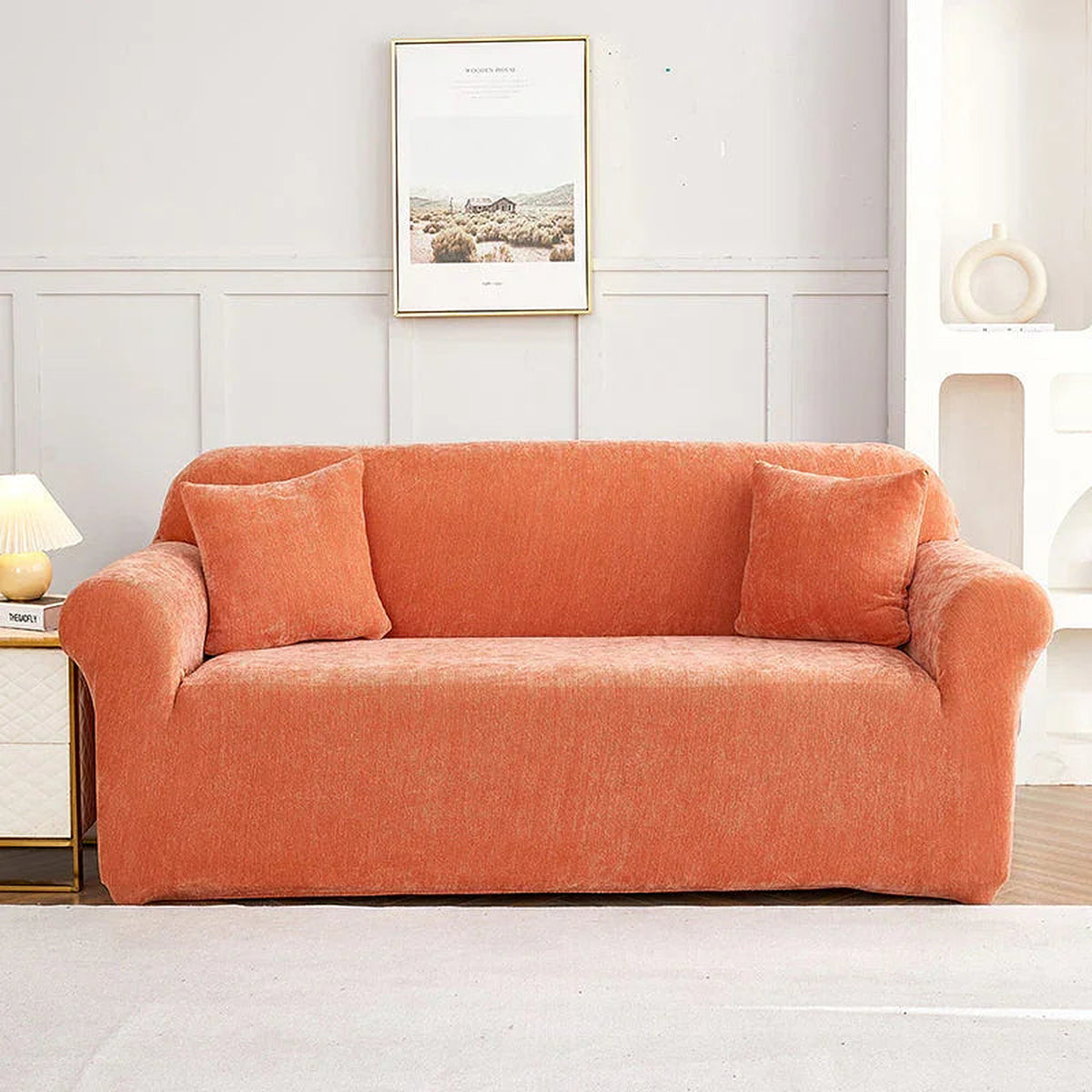 Sofa Cover – Chenille Bright – Terracotta