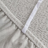Pearl Grey Chenille sofa cover, woven texture in close-up, view 2