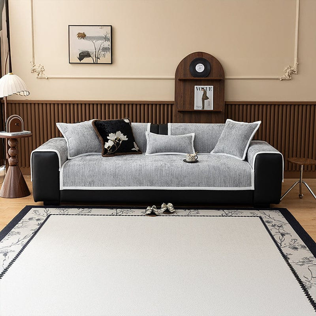 Non-Slip Sofa Cover – Chenille – Pearl Grey