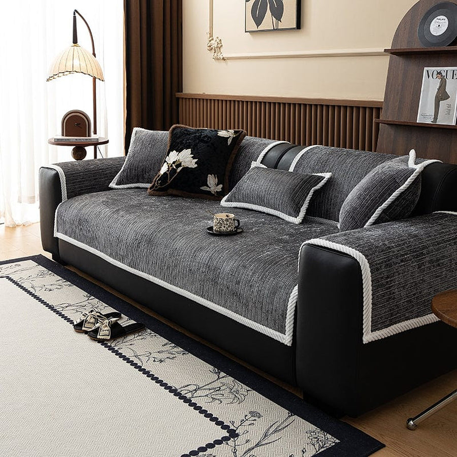 Non-Slip Sofa Cover – Chenille – Charcoal