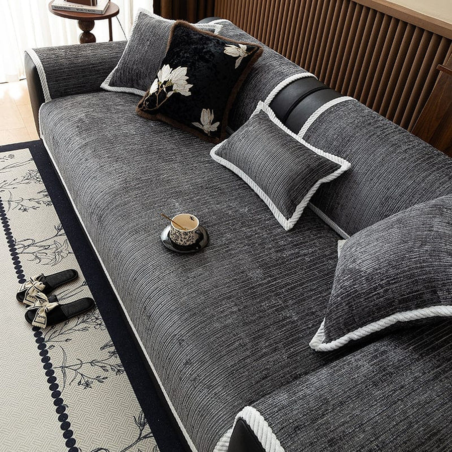 Non-Slip Sofa Cover – Chenille – Charcoal