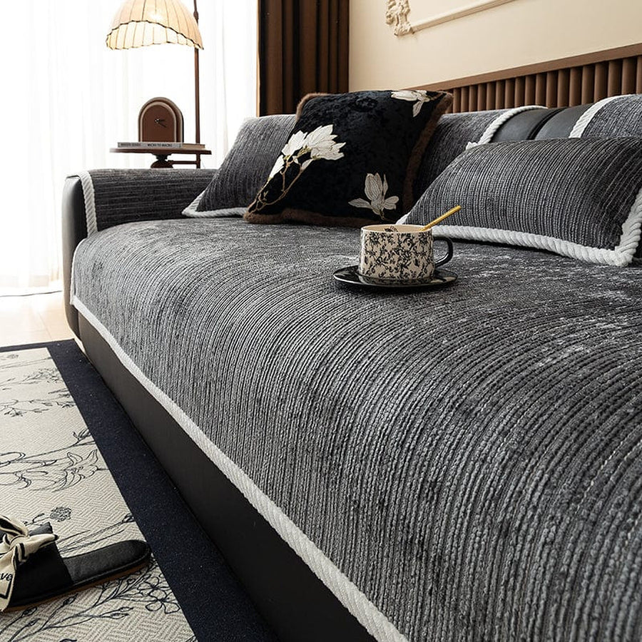 Non-Slip Sofa Cover – Chenille – Charcoal