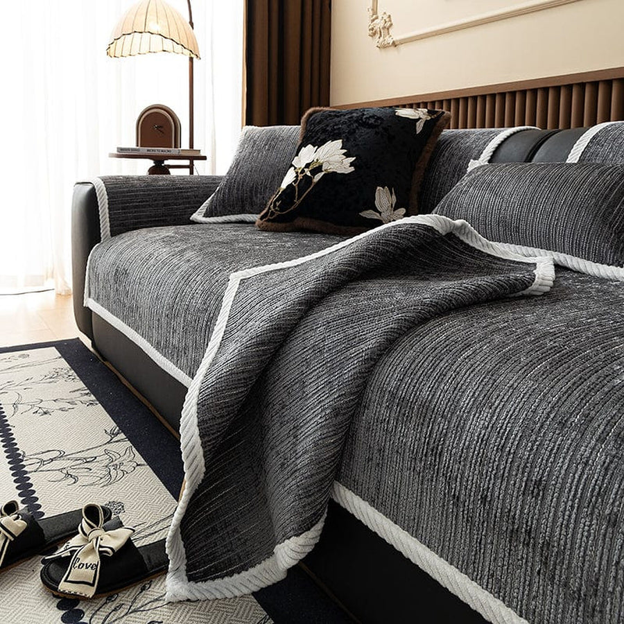Non-Slip Sofa Cover – Chenille – Charcoal