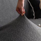 Stone Grey Chenille sofa cover seen from the side on a corner sofa, view 5