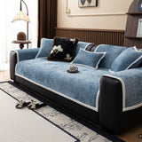 Non-Slip Sofa Cover – Chenille – Stormy Blue