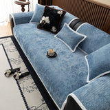 Non-Slip Sofa Cover – Chenille – Stormy Blue